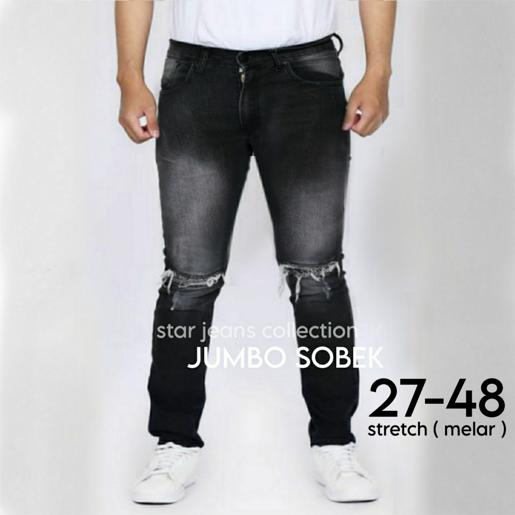 STAR JEANS - SOBEK JUMBO 27-48 / Celana Jeans Sobek Slimfit Pria Ukuran Big Size / Celana Denim Sobe
