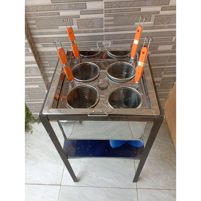 Dandang mie ayam/dandang mie kocok 4 lubang  + 1 set meja besi