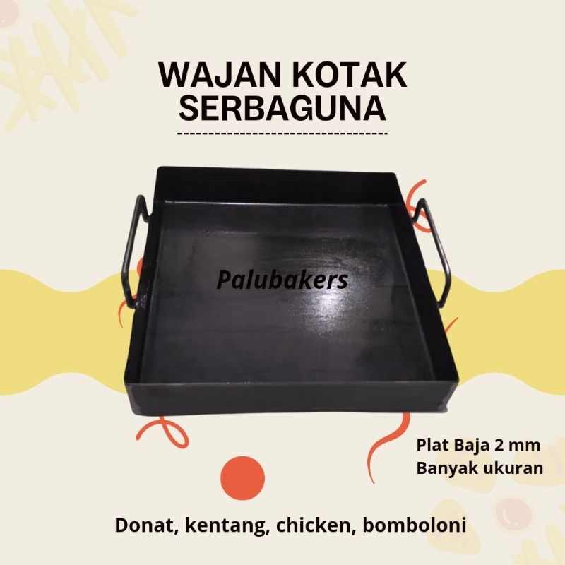 Wajan Penggorengan Donat Kentang / Wajan Kotak Plat Baja Tebal 2mm