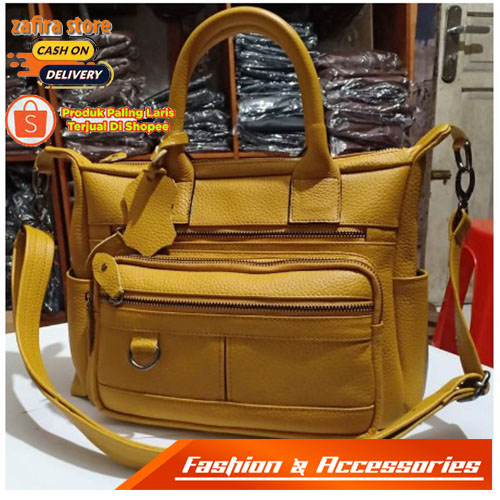 Tas Kulit Wanita Selempang Warna Kuning Bahan Kulit Sapi Premium Asli Garut - zafira Store