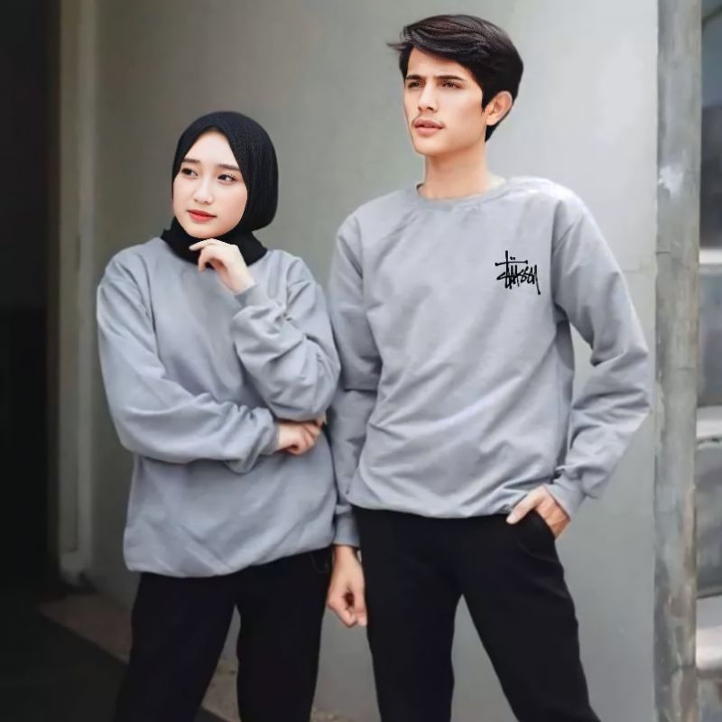 BAJU KAOS COUPLE PASANGAN LENGAN PANJANG / BAJU KAOS COUPLE PASANGAN / BAJU  COUPLE PASANGAN / BAJU KAOS COUPLE PASANGAN/ COWOK/CEWEK-Grey cewek♀️