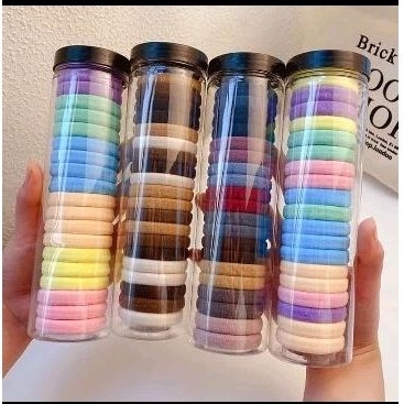 KARET / IKAT RAMBUT VIRAL KOREA KEMASAN TOPLES dan TABUNG ISI 20-100 PCS