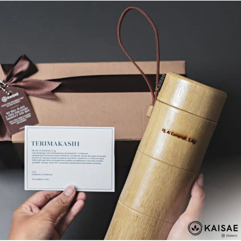 

BHARATA - Thermos bambu LED custom kado ulang tahun farewell wisuda gift custom