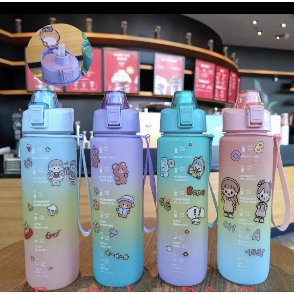 [COD] BOTOL GRADASI 1 LITER RAINBOW FREE STICKER