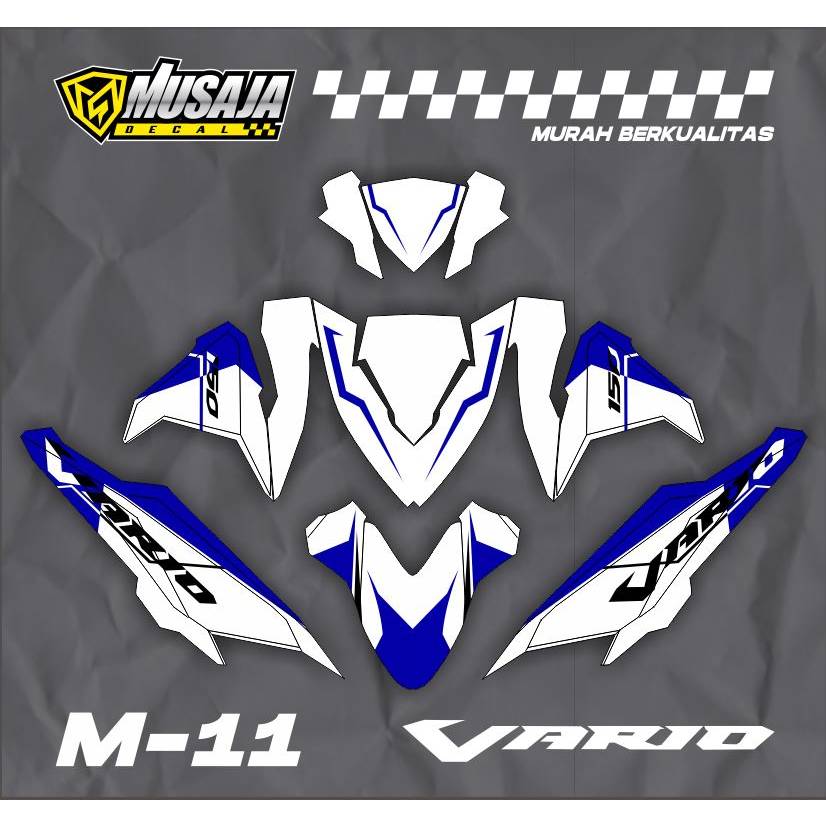 Dekal stiker vario led old full body putih biru simpel - stiker motor vario 125 led full body putih 