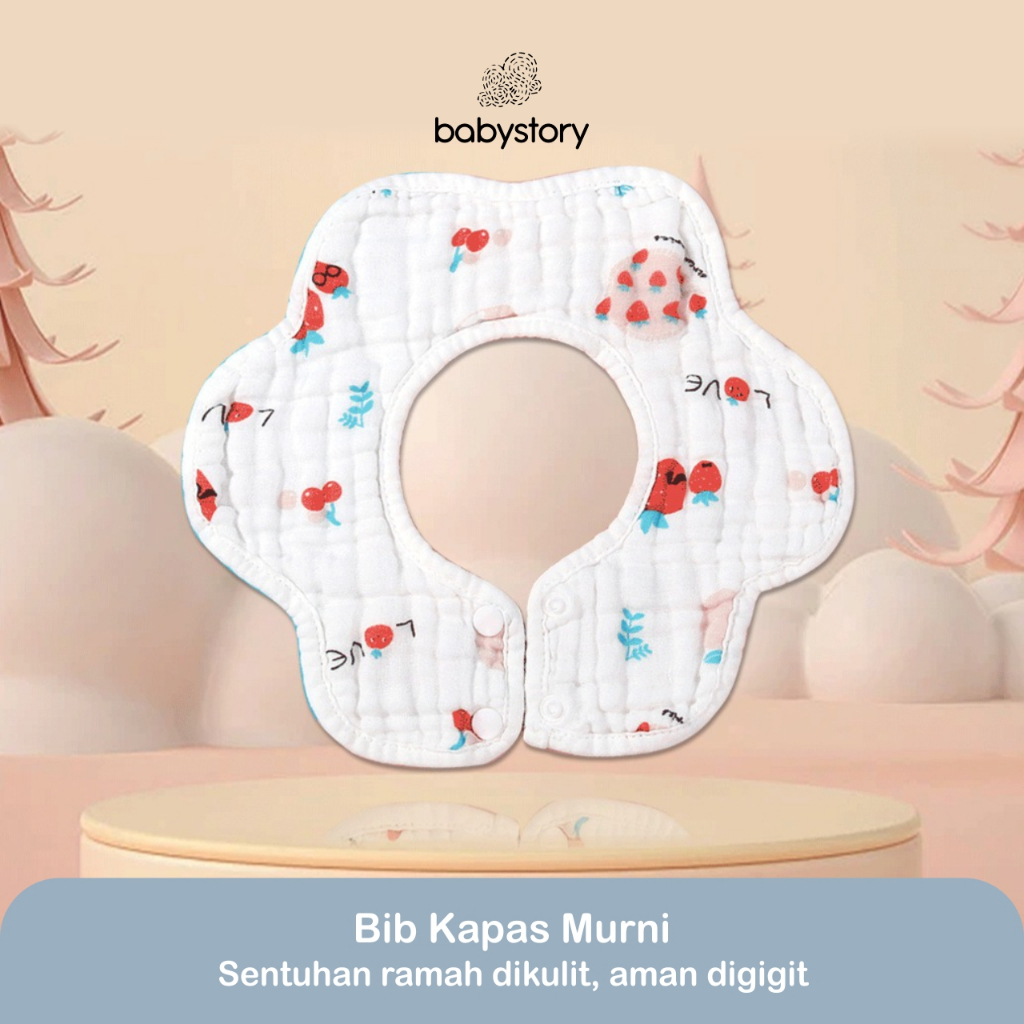 Bib Bayi Celemek Bayi Bahan Katun Halus Lembut Motif Lucu Bisa Diputar 360°