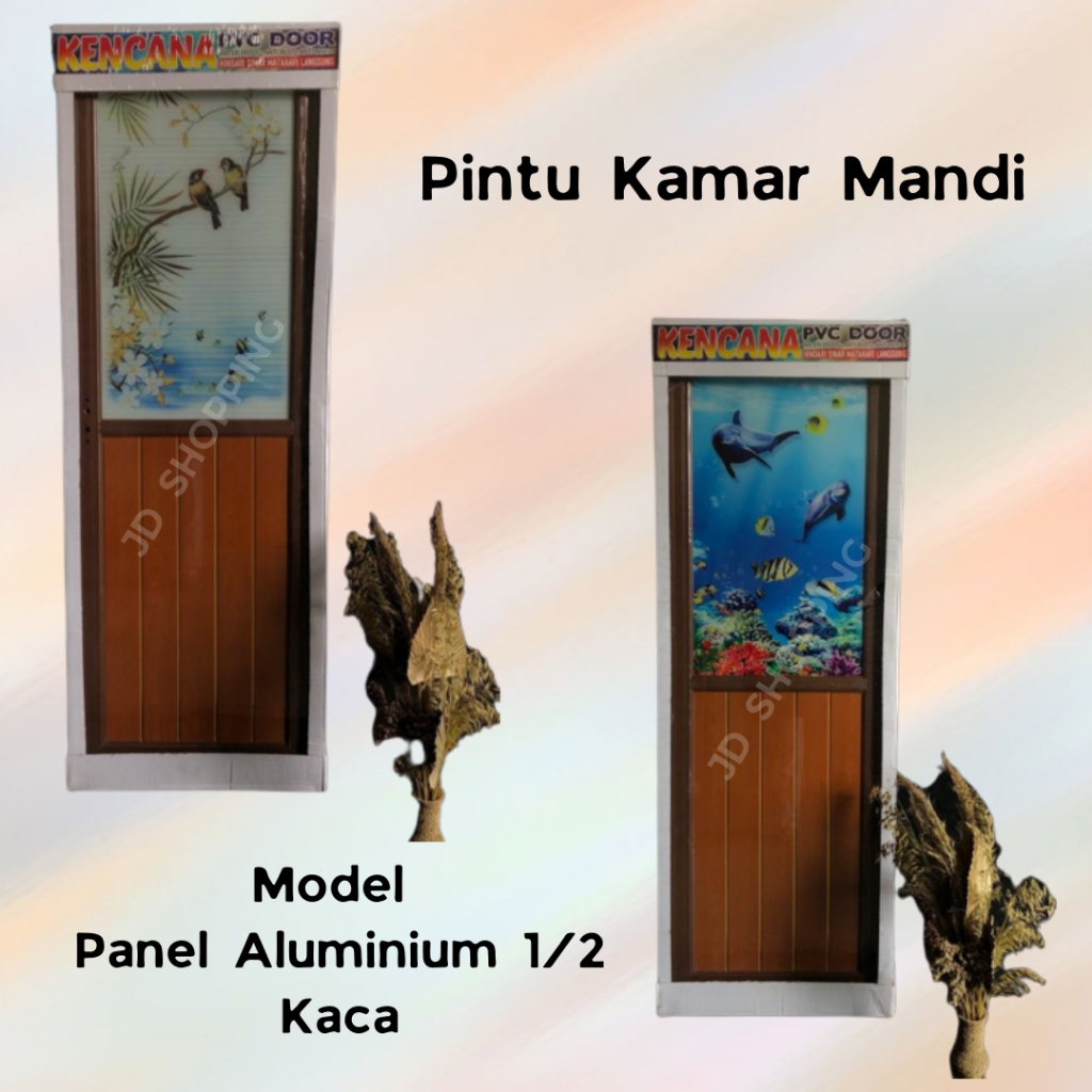 Pintu Kamar Mandi Motif Panel Aluminium 1/2 Kaca