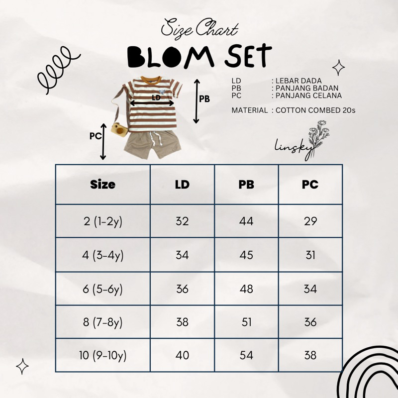 LINSKY BABY - Blom Set Setelan Anak Stripe