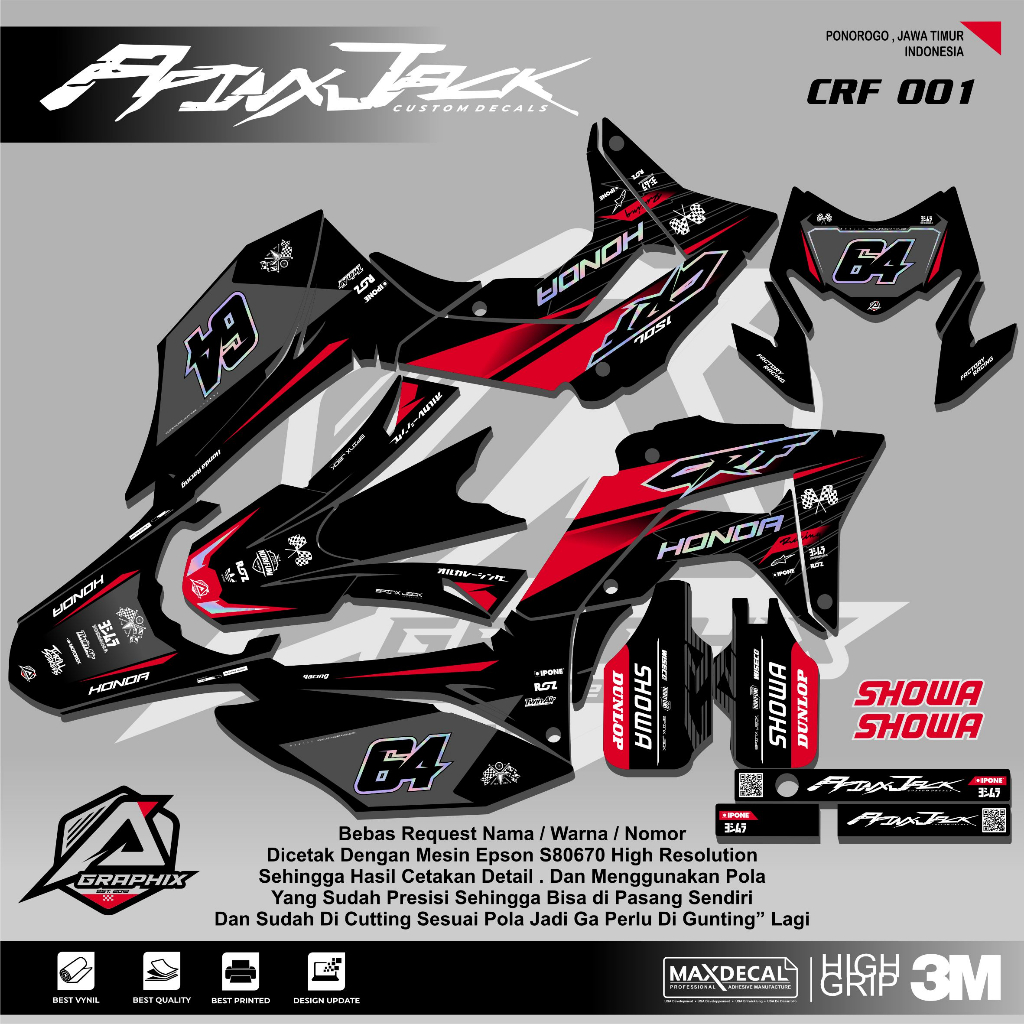 DECAL CRF 150 / DECAL CRF SUPERMOTO / STICKER DECAL CRF 150