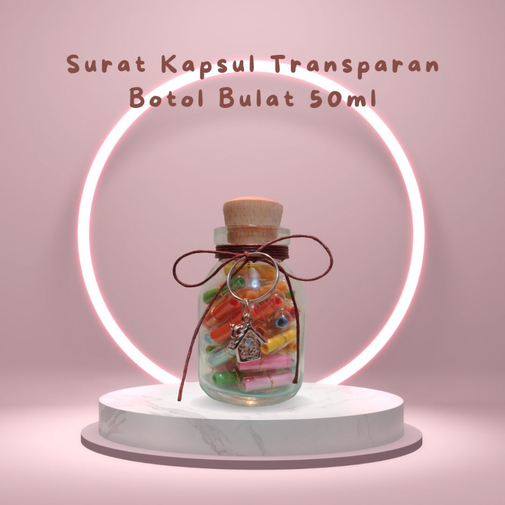 Surat Kapsul Transparan Botol Bulat 50ml / Vitamin CInta / Love Letter / Surat Cinta / Souvenir / Ha