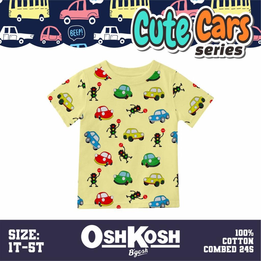 0shkosh Kaos Baby Cars Kaos Anak Usia 1 Sd 5 Tahun -KBS