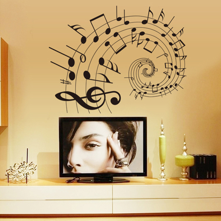 Siluet Melody Music Spiral AY9164 - Wallstiker Dinding Kamar Tidur Anak Wall Sticker Cafe Aesthetic