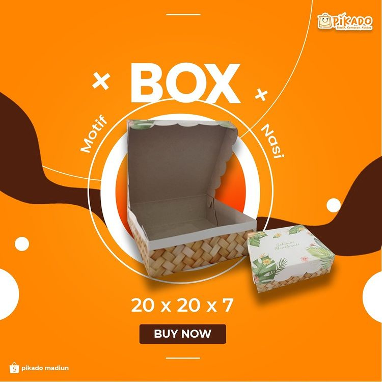 Box Nasi Motif/Box Nasi 20x20/Box Nasi/Box Snack Motif/Kardus Motif/Kardus Nasi Motif/Dus Nasi/Kotak