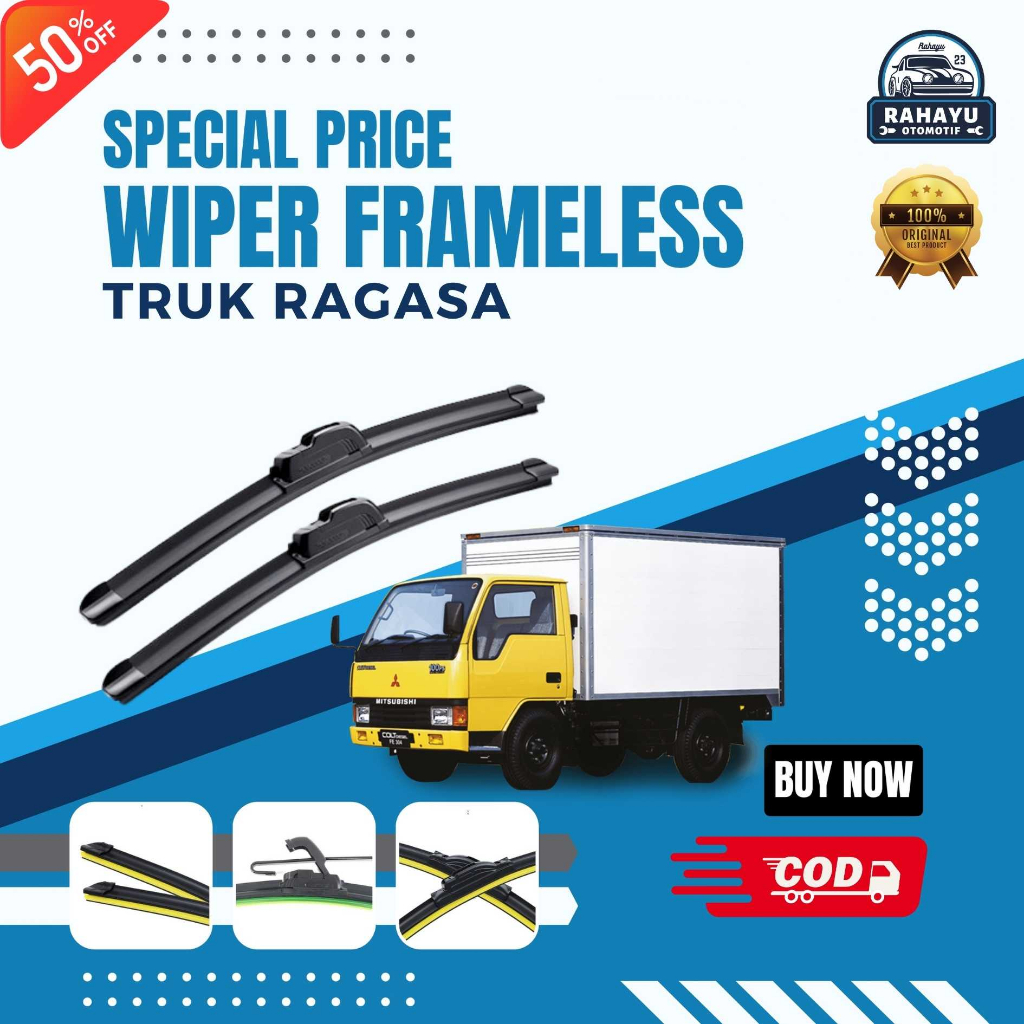 ( BERGARANSI ) Wiper Mobil Frameless Truk Ragasa Sepasang Isi 2 Pcs Kanan Kiri | Wiper Kaca Mobil Tr