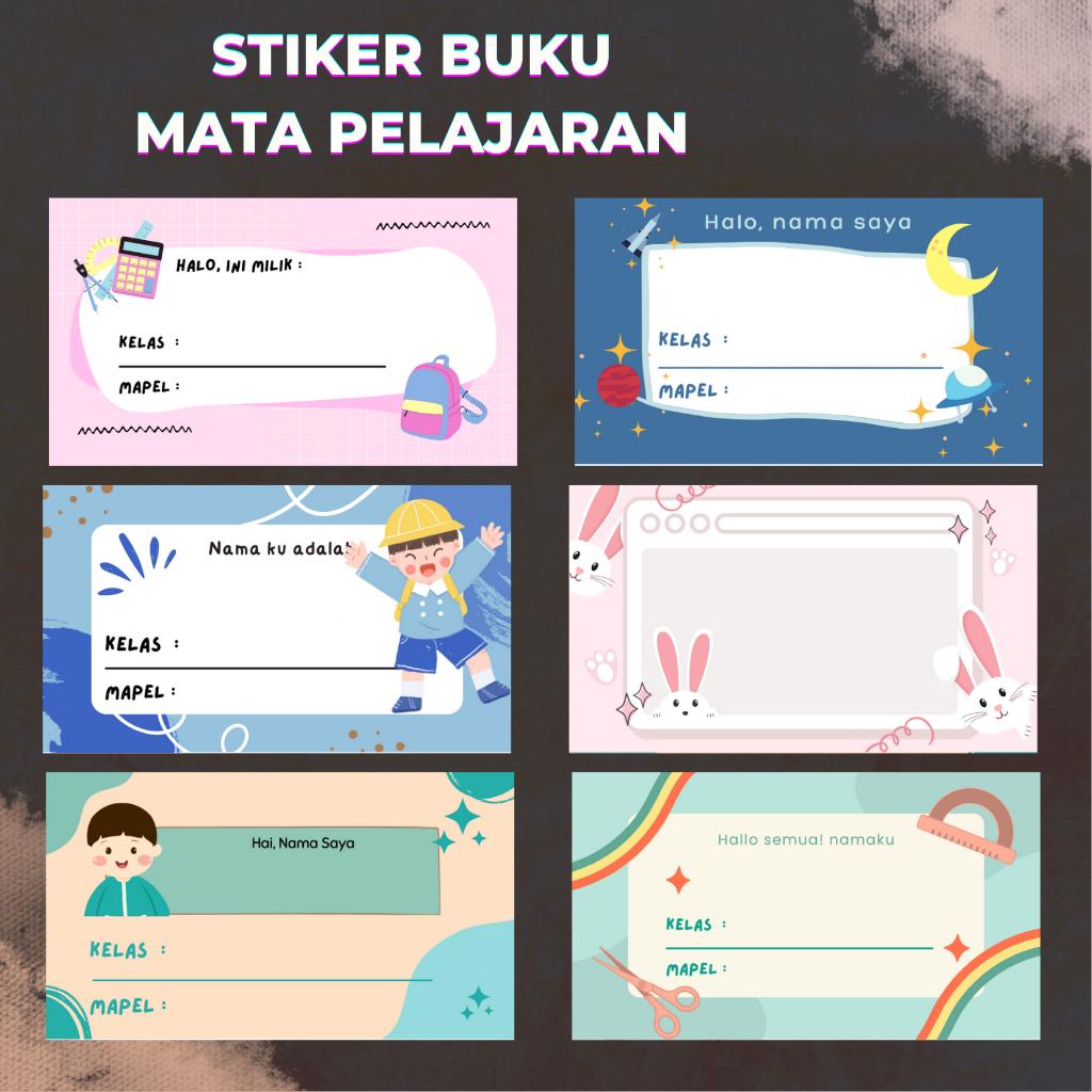 stiker label nama kelas Stiker Buku Mata Pelajaran