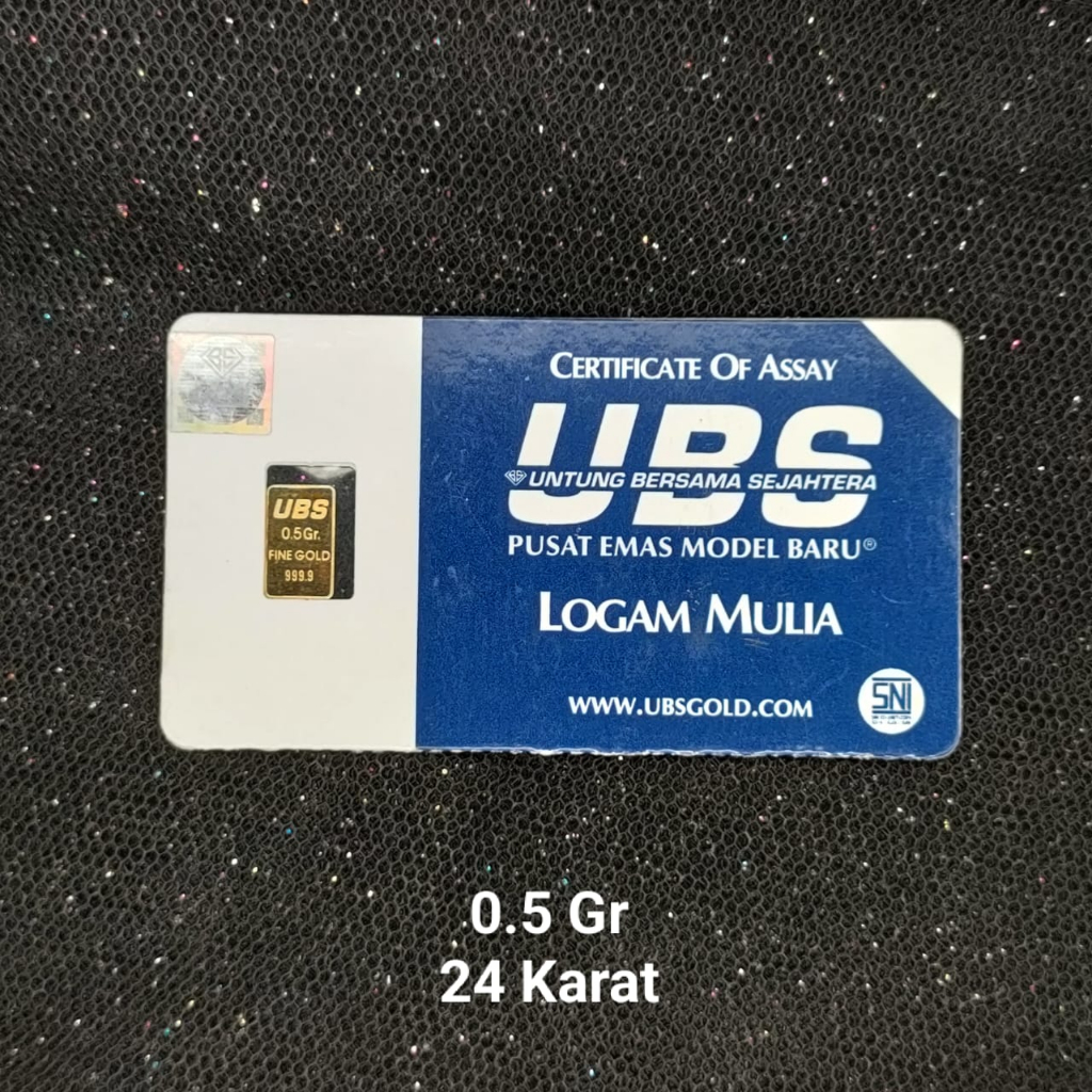 Logam Mulia Bersertifikat UBS Kadar 24K Berat 0.5 Gram