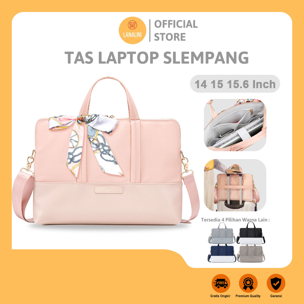 Tas Kantor Kuliah Kerja Selempang Jinjing Hand Bag Warna Biru Navy Pink Hitam Abu abu Khaki Briefcase Leather Bag Pria Wanita Laptop Macbook Air Pro Asus Zenbook Vivobook Lenovo Dell 13 13.3 14 15 15.6 16 Inci Waterproof Multifungsi Kapasitas Besar