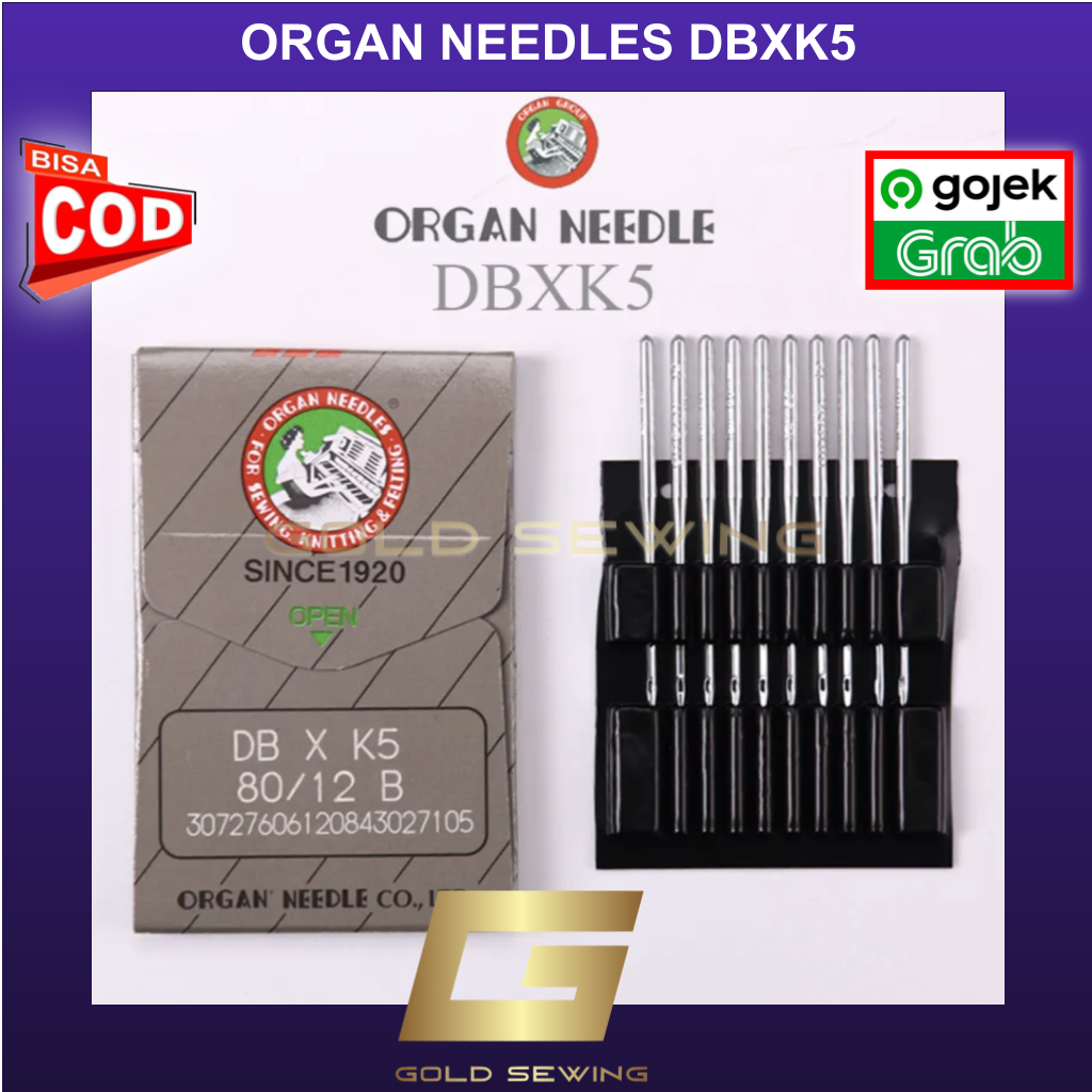 Jarum ORGAN DB X K5 DBxK5 Needles Ori Japan Mesin Bordir Komputer - GOLD
