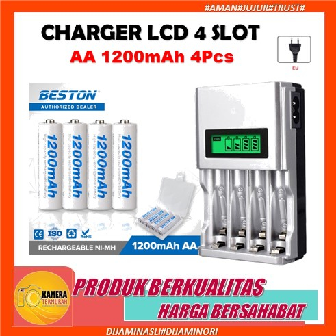 Beston Batu Baterai Battery AA Charge Cas rechargeable 1200Mah+ Smart Charger AA/AAA