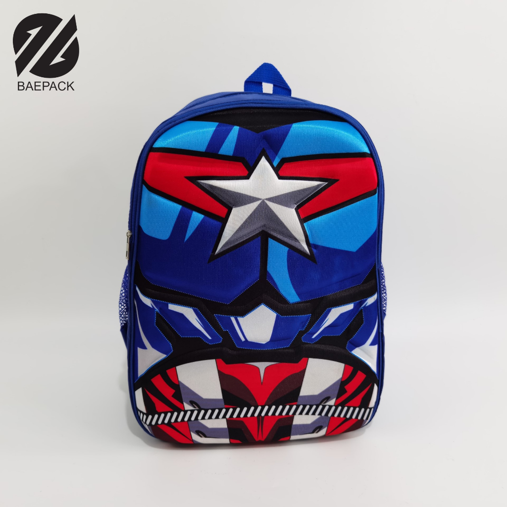 Tas Anak Laki-laki dan Dewasa ransel sekolah karakter Captain America / tas anak SD / original baepack