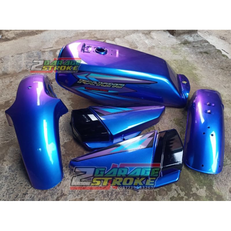 Tangki Set Yamaha Rx King Bunglon Biru Ungu Set Striping