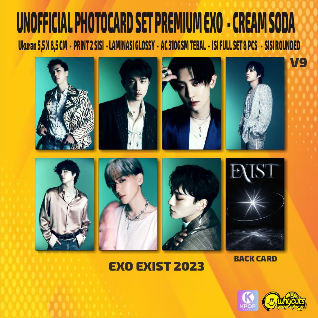 Unofficial Photocard Set Premium EXO Cream Soda / Print 2 sisi laminasi glossy / anti air