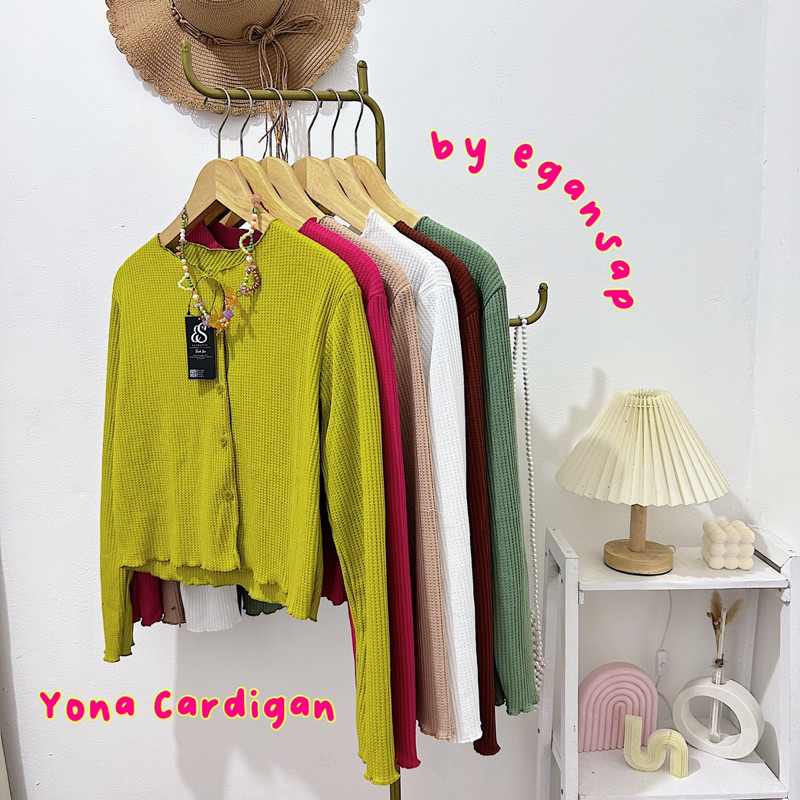 Yona Cardigan | Knit Rajut Waffle Crop Cardigan Outer Pastel