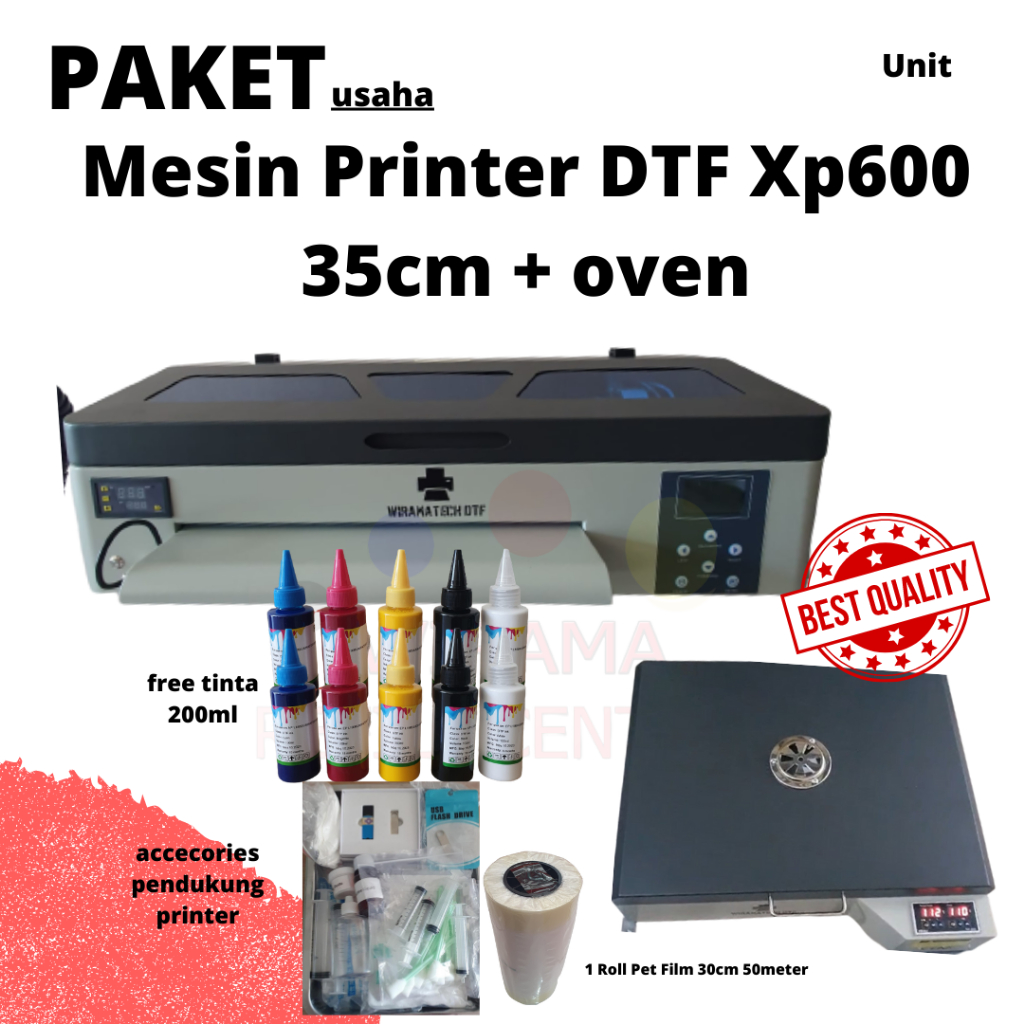 Mesin Printer DTF Xp600 35cm dan Oven Pemanas Generasi V