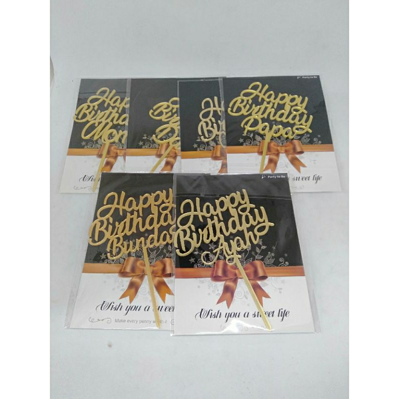 Topper kue/ cake topper ulang tahun ayah/ibu/mama/papa/bunda/ happy birthday dad/mom