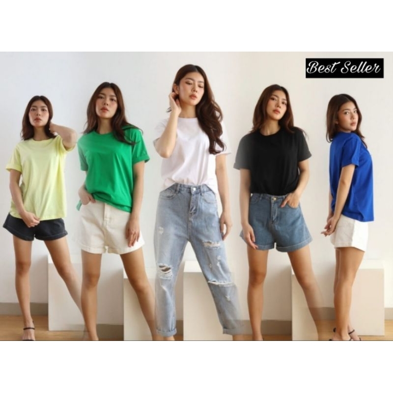 ✨️ PO 10 HARI ✨️ BEST SELLER ♡ PREMIUM ♡ ORIGINAL ! VIANNEY BASIC PLAIN COMFY BLOUSE TEE SHIRT