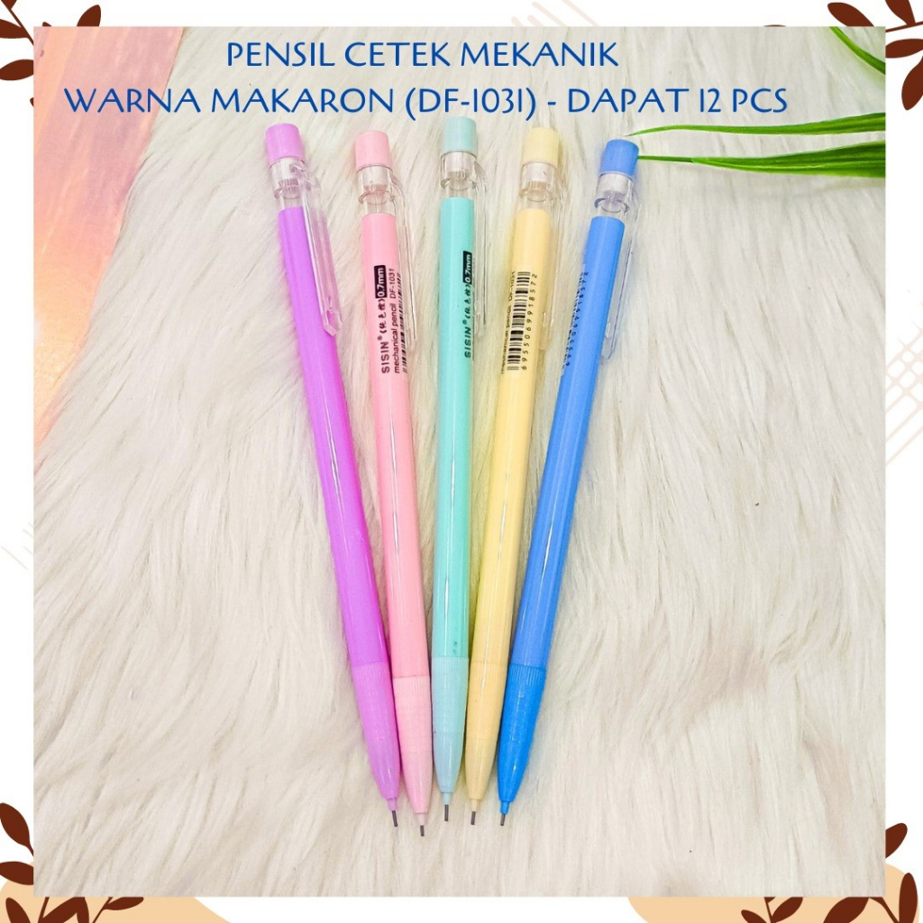 

SELUSIN Pensil mekanik cetek warna makaron macaron DF-1031 isi 12 Pcs Pencil Termurah bisa di refill unik Lucu