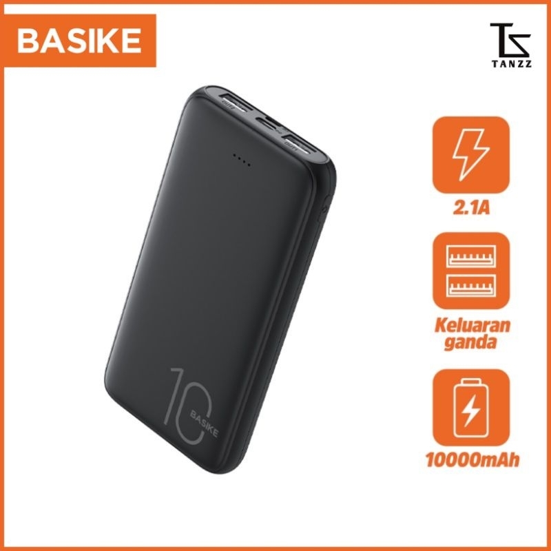 BASIKE Powerbank PT62 10000 mAh Fast Charging Dual Input Type C & Micro Dual USB Port - Black