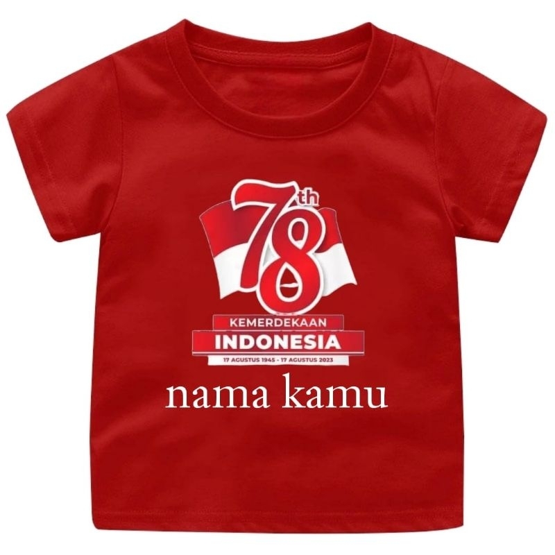 Baju Oblong Anak Edisi KEMERDEKAAN Free Cetak Nama Anak