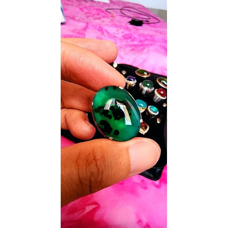 natural bacan gulao coklat ring perak giwang