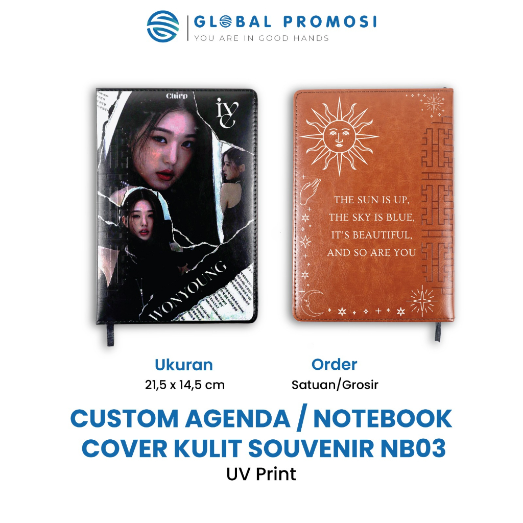 

Custom Nama/Logo Uv Print Notebook Agenda Kulit Premium A5 Buku Catatan Kerja Souvenir NB03