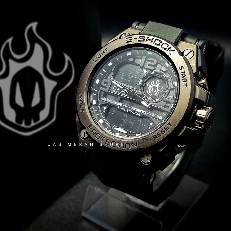 Jam Tangan Bleach Tengkorak Api  X G Shock GST Black