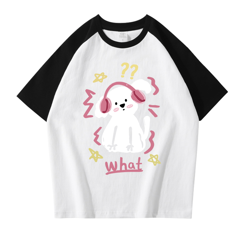 Kaos Atasan Wanita Cartoon Brief pen Pattern Lengan Pendek Oversize T-shirt