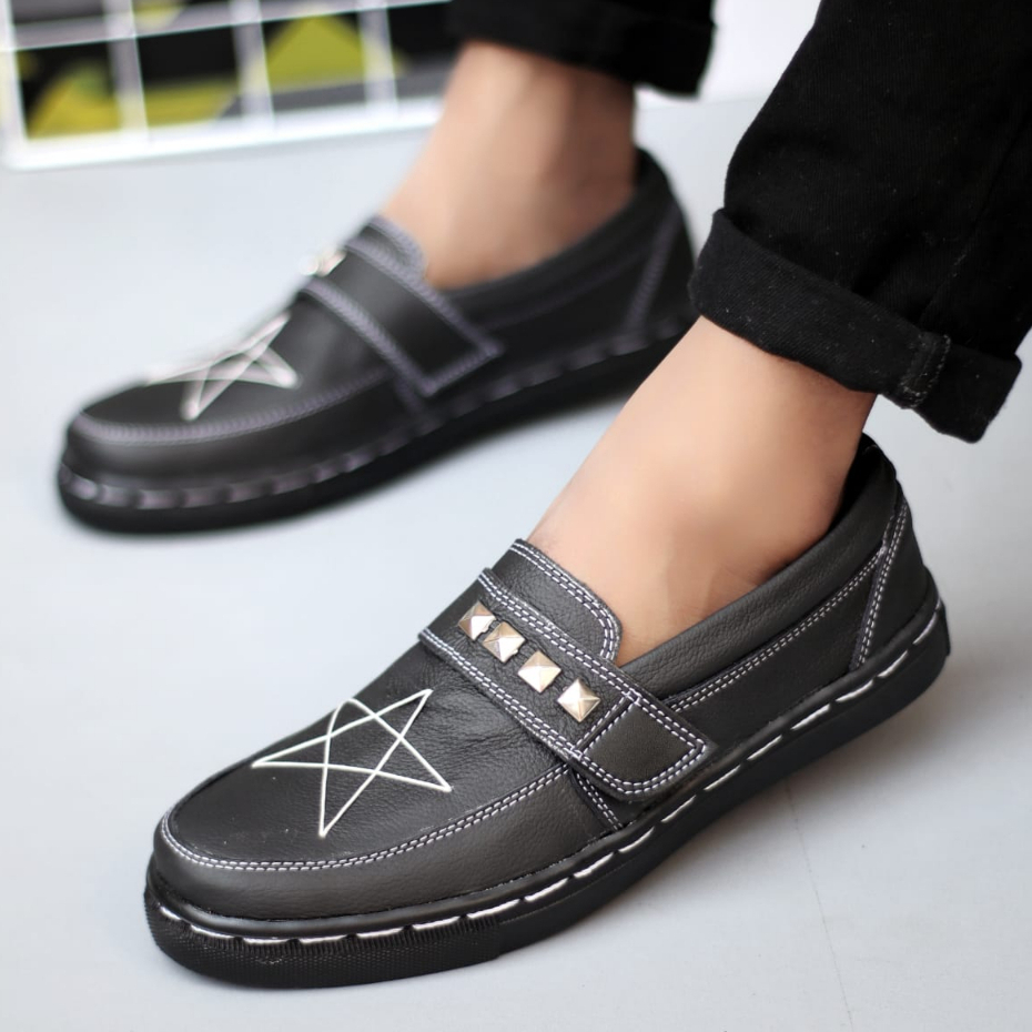 Sepatu Casual Slop Loafers Formal Kulit Pu Kerja Pria