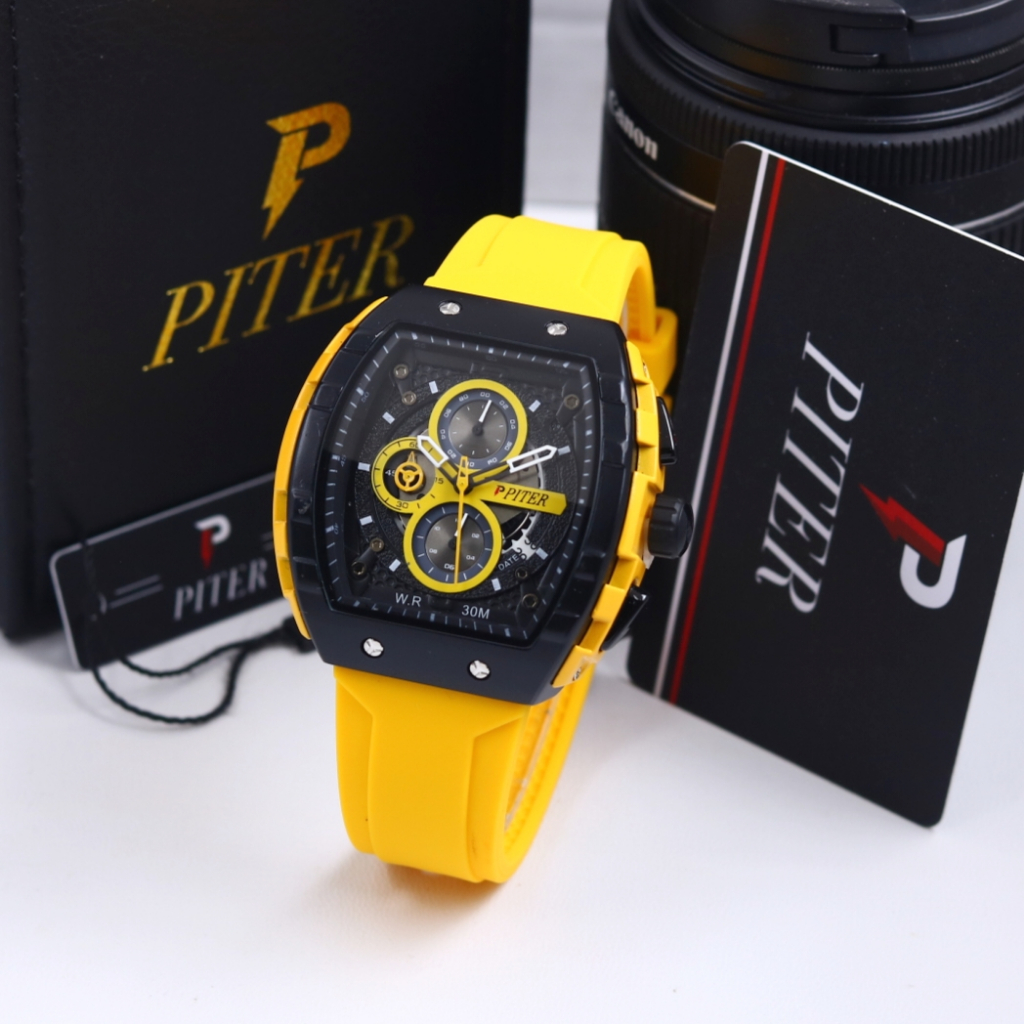 BEST SELLER JAM TANGAN PRIA ORIGINAL PITER CRONOGRAP RUBBER