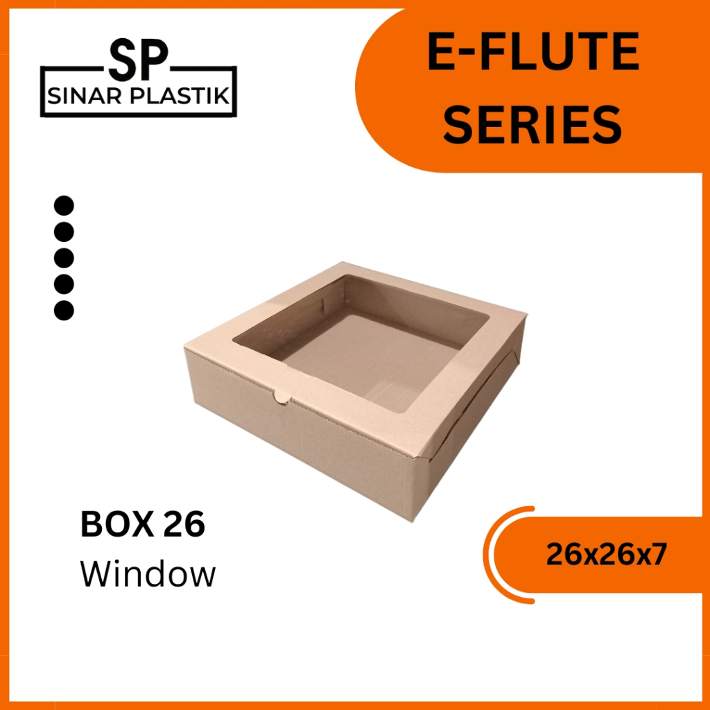 

Kotak Box E-flute 26X26X7 Window / Dus Catering / Dus Katering / Dus Ulang Tahun / Dus Hampers Kue / Dus Cake LC. [Min Order 5Pcs]