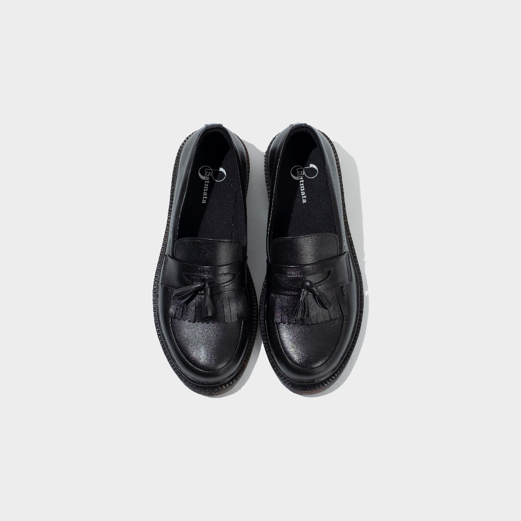 Xcloud x Satmata Sepatu Formal SlipOn Casual Pria KANSARA Kulit Asli Black