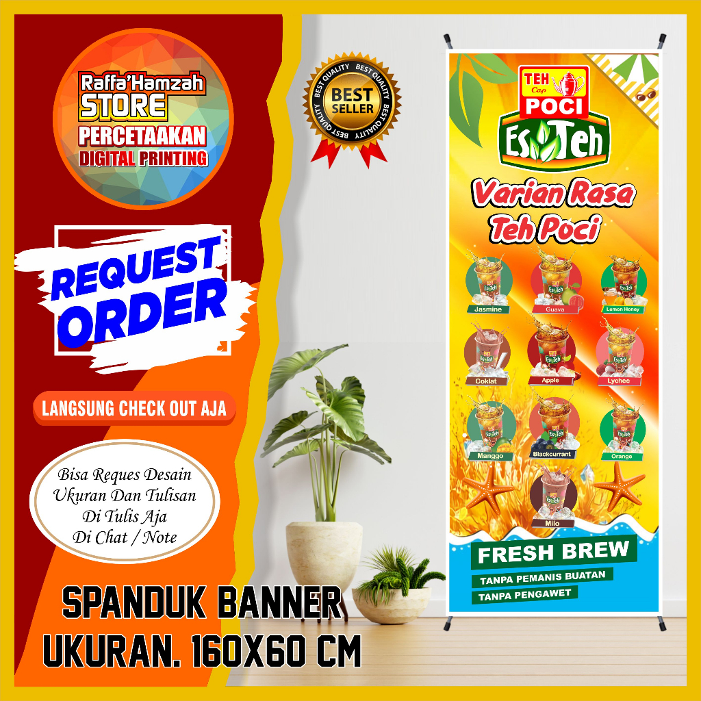 Banner Teh Poci Varian Rasa Spanduk Teh Poci Fres Varian Rasa Bisa Cod