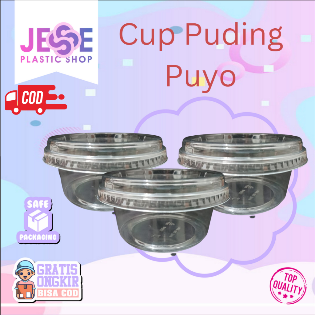 Cup Pudding Puyo Jelly 200 ml + Tutup,Cup Puding Puyo | Tempat Puding | Cup Puding UK 200 ML ISI 25 