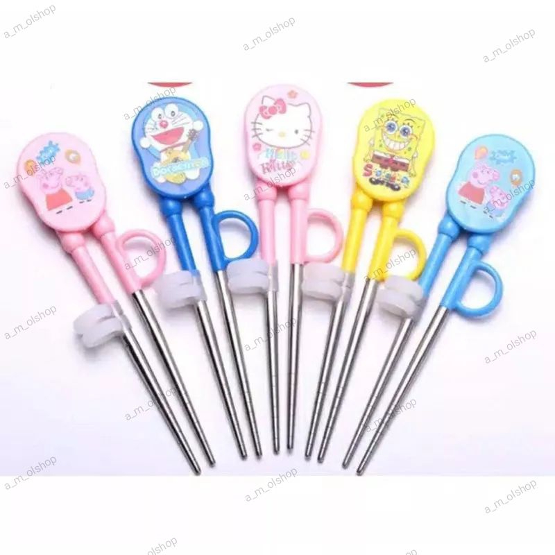 Sumpit Anak Karakter Kartun Food Grade Stainless Besi