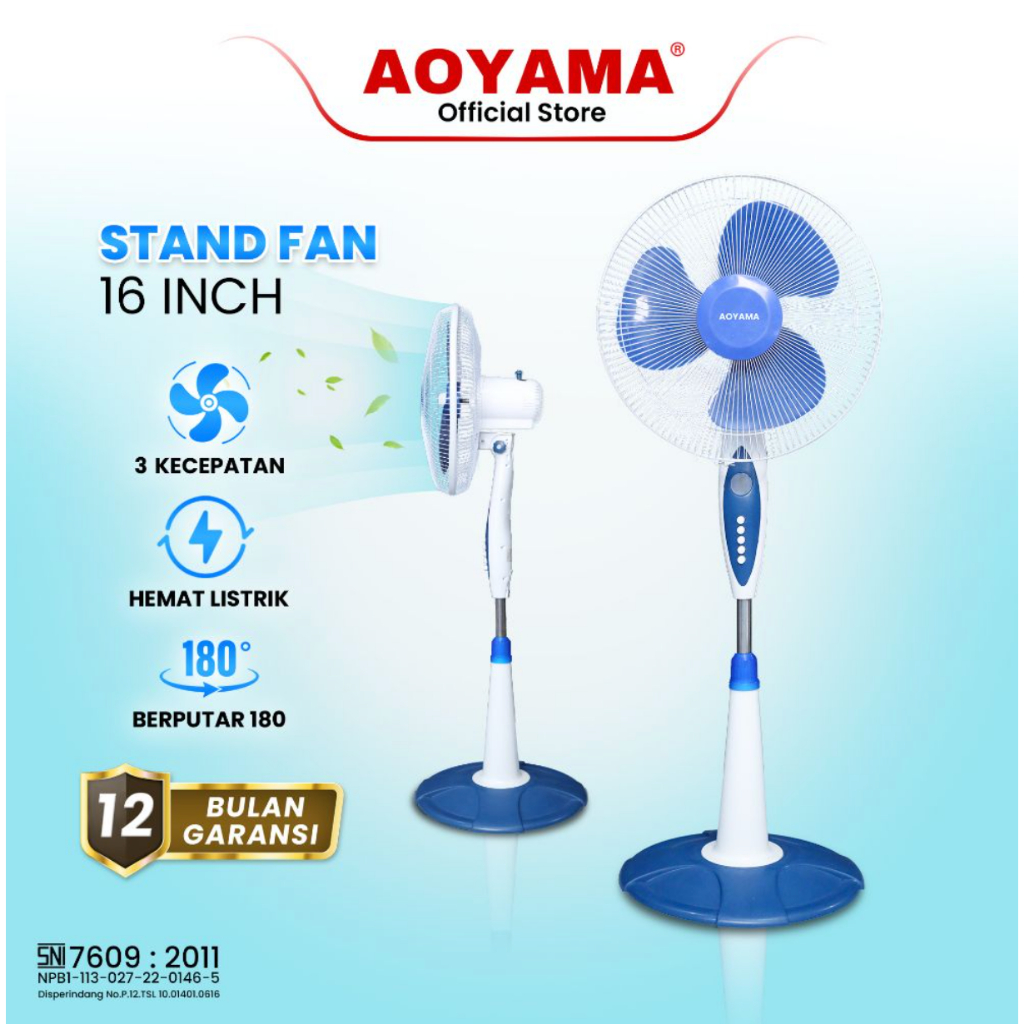 AOYAMA: KIPAS ANGIN BERDIRI AOYAMA 16 INCH