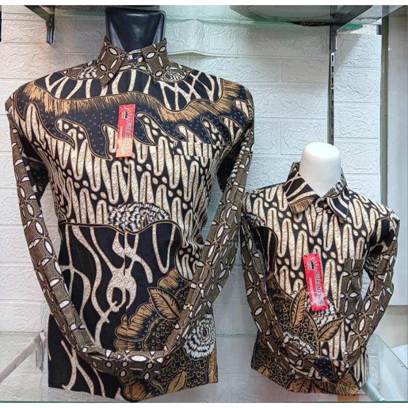 NAURA BATIK STORE,BY Putra Mandiri Batik Group,Couple Batik Ayah Anak Laki Laki Lengan Panjang Katun
