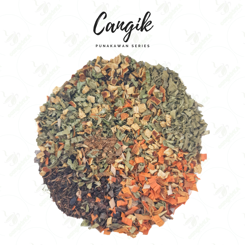 

CangkirKA | Cangik | Teh Bunga / Tisane / Teh Herbal / Teh Celup / Flower Tea Blend Premium Black Tea, Peppermint, Cocoa Nibs, Kayu Manis, Dried Orange Peel, Secang, Stevia