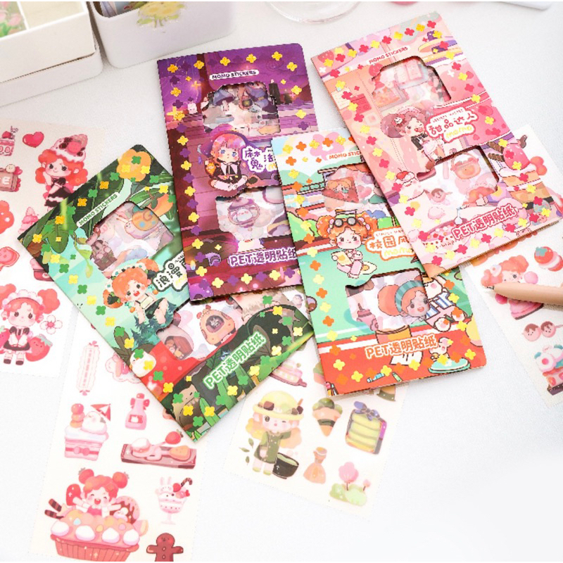 

Sticker aesthetic DIY 8 pcs / sticker lucu / sticker murah / sticker viral PET ST55