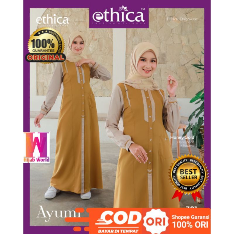 Gamis Ethica Ayumi 381 Terbaru / Baju Gamis Terbaru 2023 / Gamis Modern / Gamis Simple Elegan / Dres