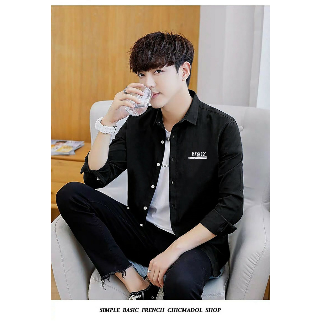 Kemeja Pria Polos Kayser MADNESS Lengan Panjang Model Slimfit